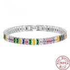 Selection of 925 Sterling Silver Tennis Bracelets with Multi-colored Zircons