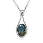 Platinum Plated Sterling Silver Pendant with Natural Labradorite