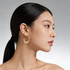18K Gold Plated Crescent-Shaped Hoop Earrings