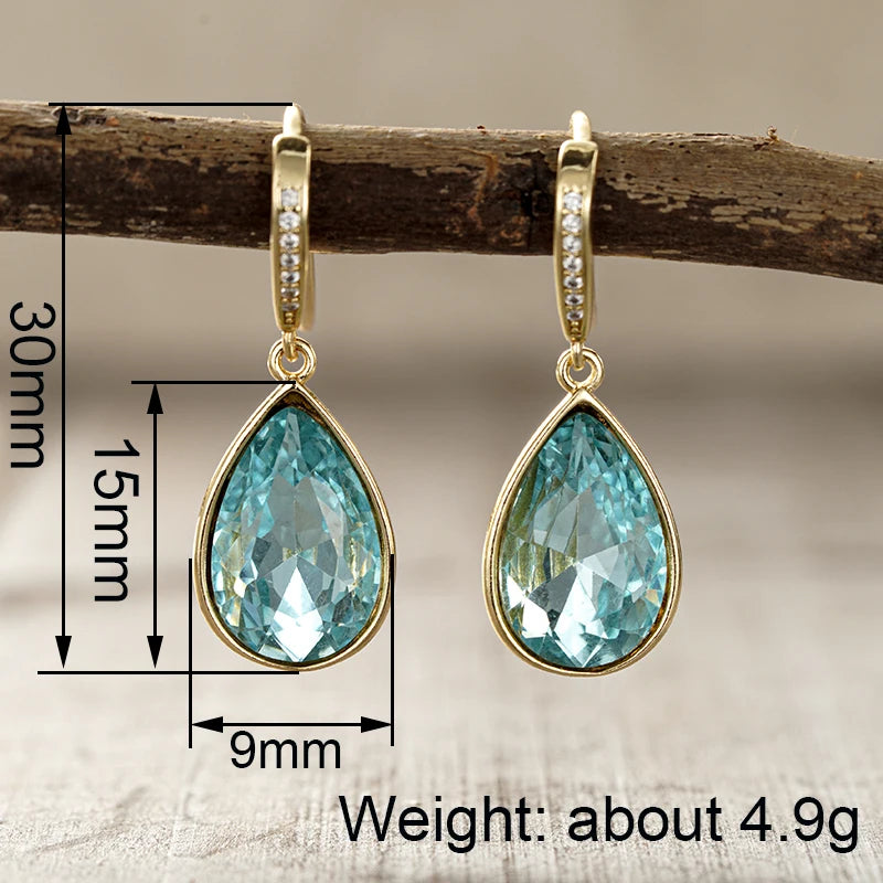 Ocean Blue Cubic Zirconia Cooper Drop Earrings