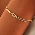 Unisex Stainless Steel Snake Chain Knot Bracelet - Handmade, Minimalist