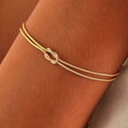 Unisex Stainless Steel Snake Chain Knot Bracelet - Handmade, Minimalist