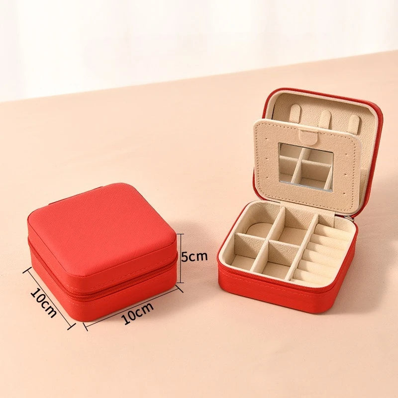 Elegant Leather Travel Jewelry Box – Compact Jewelry Organizer in 12 Colors