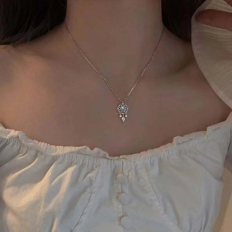 Delicate Zircon Pendant Necklace - Dream Catcher, Butterfly, Dove