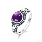 925 Sterling Silver Gemstone Ring – 8mm Natural Stone, Choose Your Favorite Gemstone