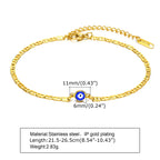 Gold-Plated Stainless-Steel Lucky Blue Evil Eye Anklet - Various Styles!!