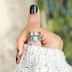 Vintage Cubic Zirconia Ring – Thick Copper Bezel, Gothic Fantasy Style