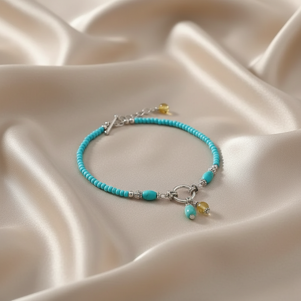 Turquoise Beaded Boho Style Zinc Alloy Ankle Bracelet
