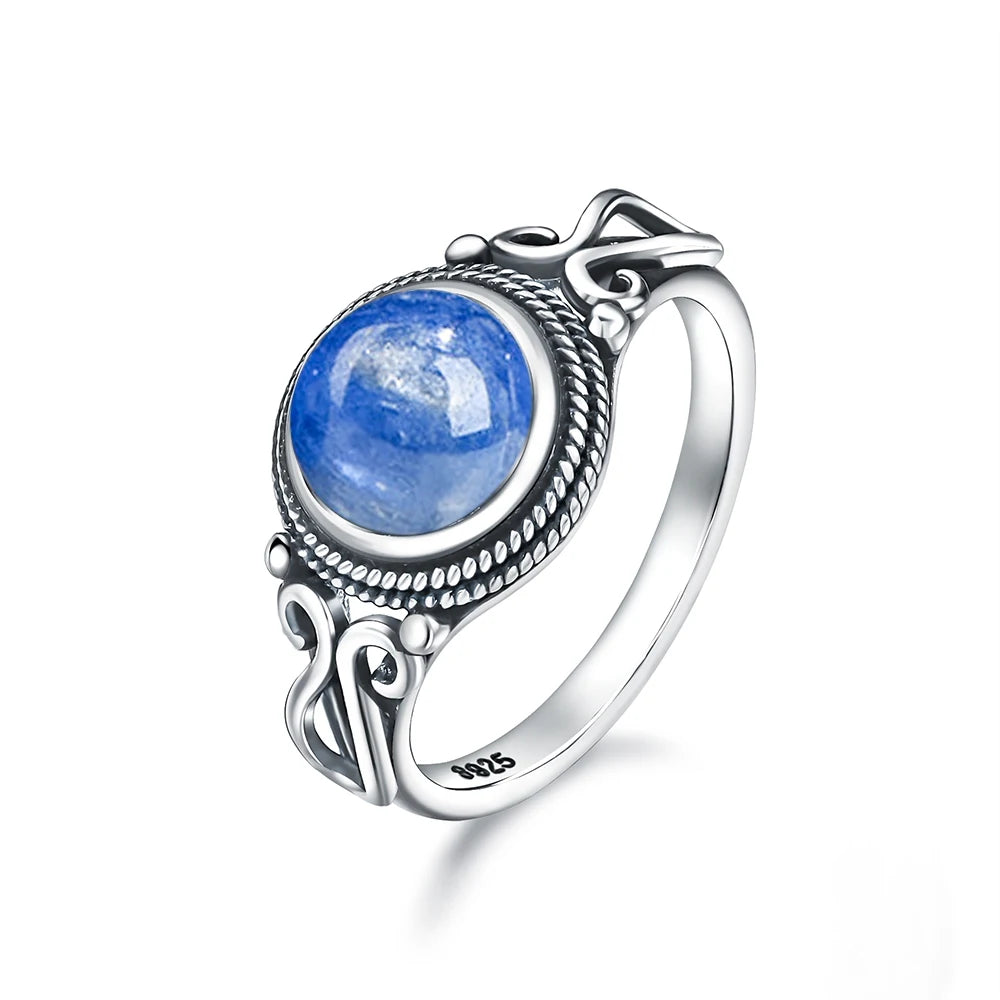 925 Sterling Silver Gemstone Ring – 8mm Natural Stone, Choose Your Favorite Gemstone
