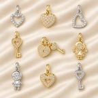 5-Piece Cubic Zirconia Copper Charms for Jewelry Making