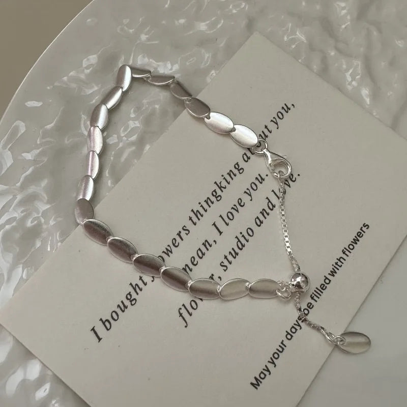 Matte 925 Sterling Silver Bracelet Adjustable