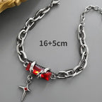 Retro Black Zircon Star Chain Stainless Steel Punk Bracelet