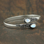 Adjustable Zinc Alloy Flower Detail Bracelet with Stone - Antique Inspired, Elegant, Boho
