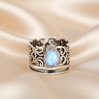 Vintage Cubic Zirconia Ring – Thick Copper Bezel, Gothic Fantasy Style