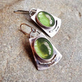 Vintage-Inspired Moonstone Drop Earrings – Bold Oval and Square Statement Design
