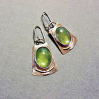 Vintage-Inspired Moonstone Drop Earrings – Bold Oval and Square Statement Design