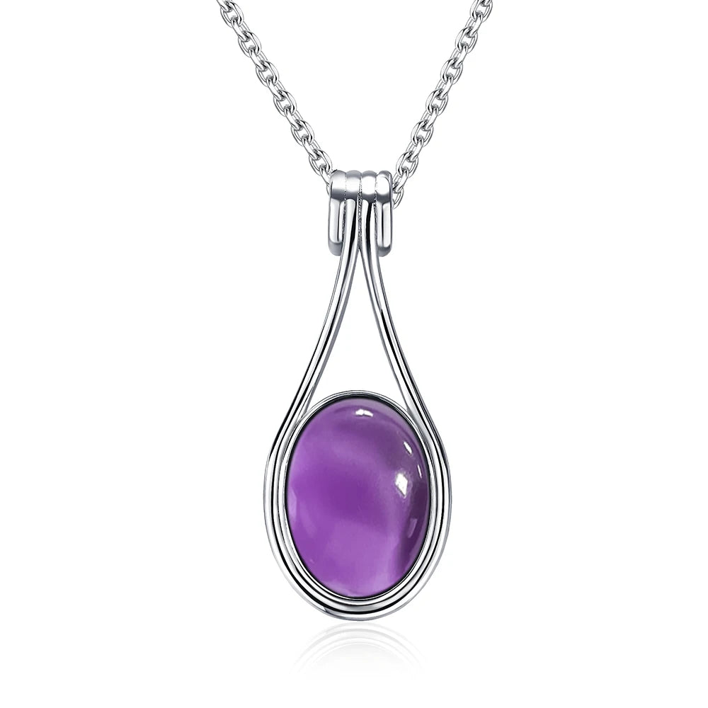 Platinum Plated Sterling Silver Pendant with Natural Labradorite