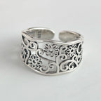 925 Sterling Silver Adjustable Flower Ring