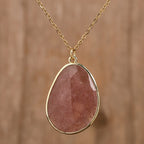 Natural Healing Crystal Pendant Copper Chain Necklace - Choose Your Stone