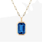 Paper Clip Chain Necklace with Square Rock Zircon Pendant