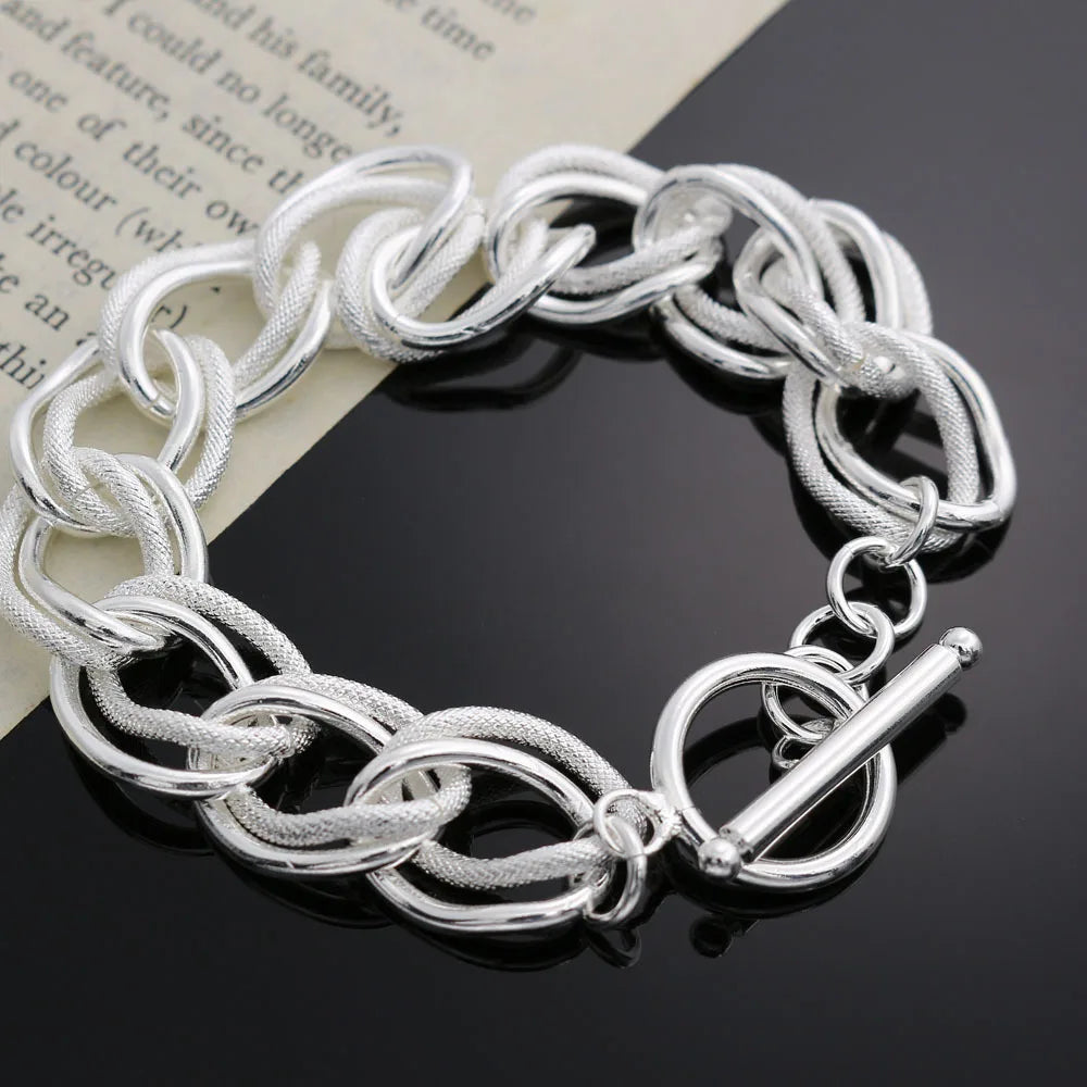925 Sterling Silver Adjustable Cuff & Link Chain Bracelets Collection