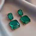 Stunning Glass Block Stud Earrings in Zinc Alloy