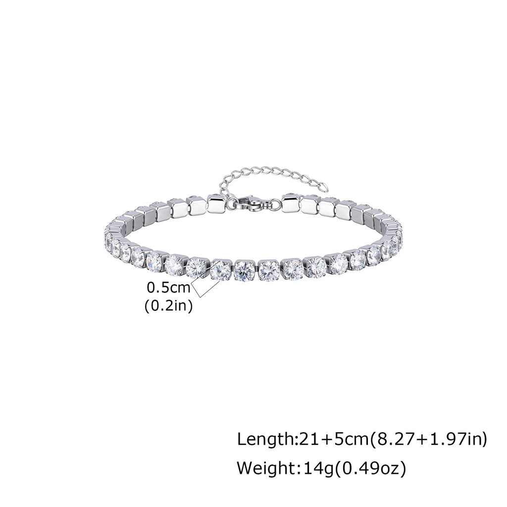 18K Gold Plated Stainless Steel Cubic Zirconia Tennis Anklet