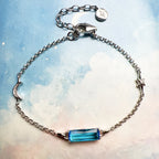 Moon and Star Link Chain Bracelet in 925 Sterling Silver with Zircon Stones