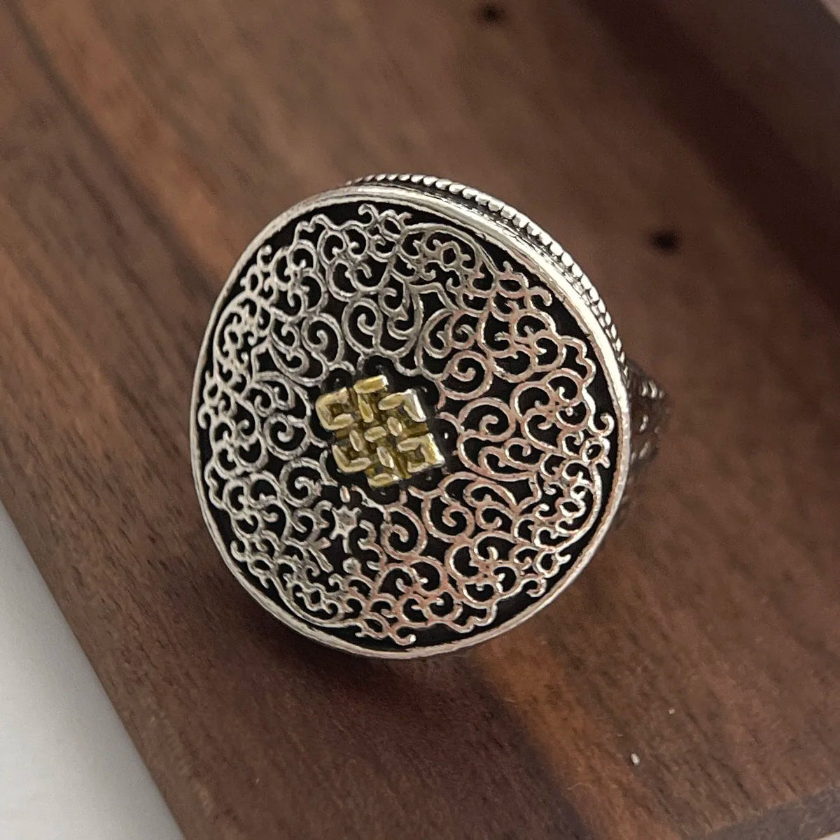 925 Sterling Silver Bold Adjustable Size Stamp Ring
