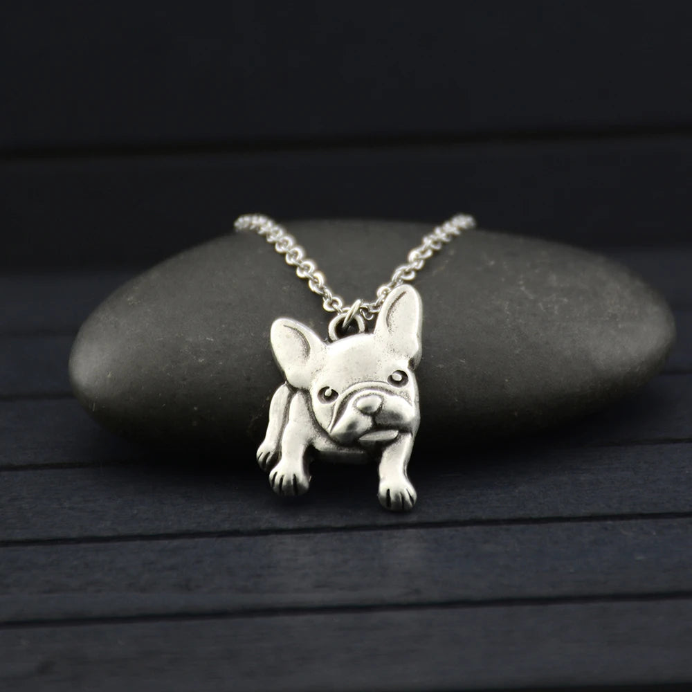 Stainless Steel French Bulldog Dog Pendant Necklace