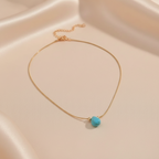 Boho Teardrop Turquoise Pendant Necklace in Stainless Steel