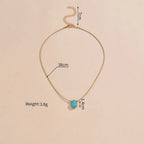 Boho Teardrop Turquoise Pendant Necklace in Stainless Steel