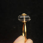 Chalcedony Crystal Rectangular Adjustable Ring in Gold Plated Copper