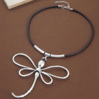 Black Cord Choker Necklace with Large Dragonfly Alloy Pendant