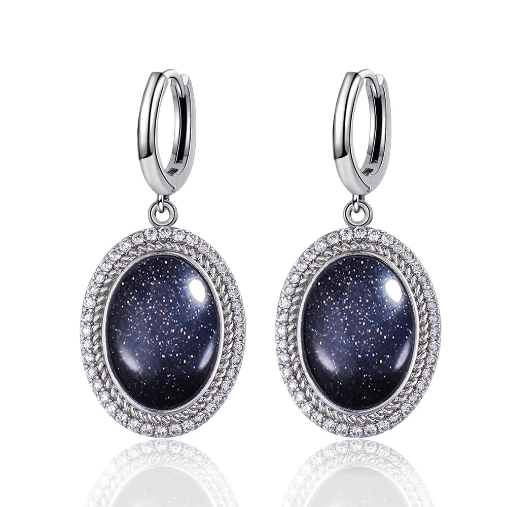 925 Sterling Silver Natural Moonstone Pendant & Earrings Set - Choose Your Stone