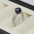 Genuine Freshwater Pearl Zircon Adjustable 925 Sterling Silver Ring