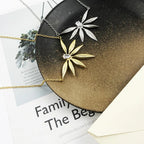 Gold Tone 925 Sterling Silver Leaf Pendant Necklace