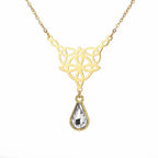 Celtic Knot Stainless Steel Drop Stone Pendant Necklace
