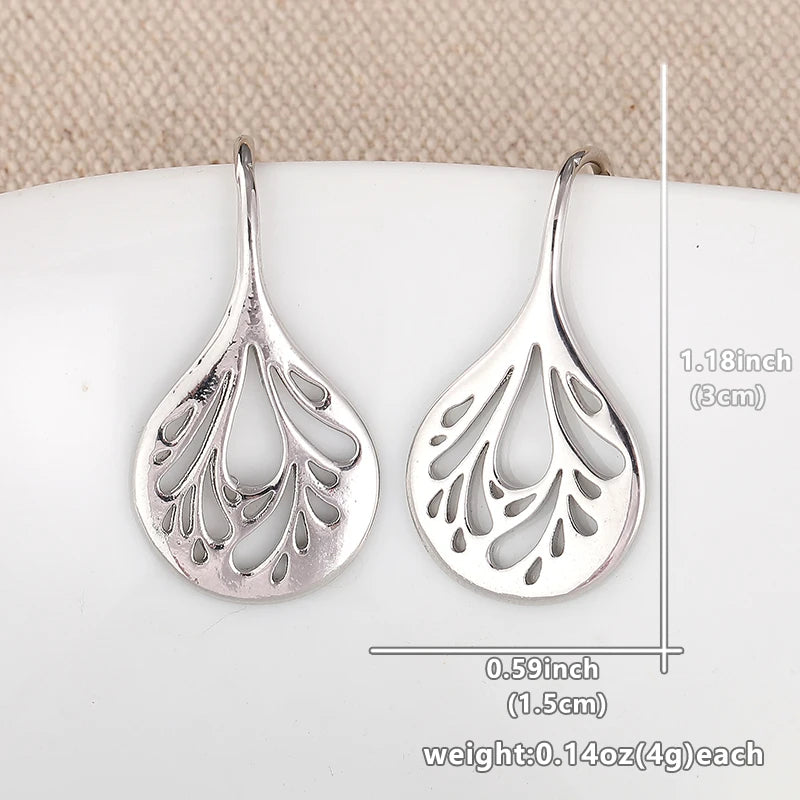 Vintage Inspired Minimalist Hollow Leaf Drop Earrings
