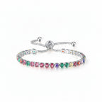 Selection of 925 Sterling Silver Tennis Bracelets with Multi-colored Zircons