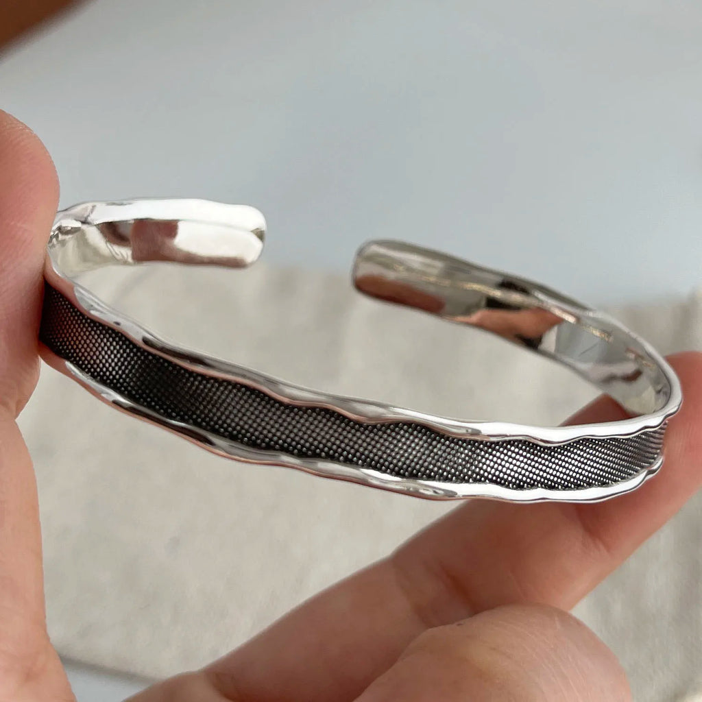 Blackened 925 Sterling Silver Adjustable Pattern Bracelet