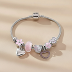 Love Heart Flower Crystal Pendant Charm Copper Bracelet