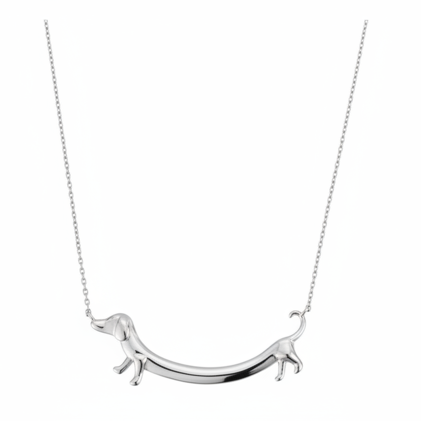 18K Gold Plated Zinc Alloy Dachshund Sausage Dog Necklace