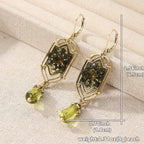 Victorian Edwardian Art Nouveau - KC Gold Plated Copper Green Stone Earrings