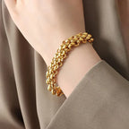 Gold-Plated Stainless-Steel Bracelet - Chunky Thick Cuban Chain Statement