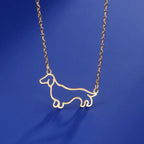 Stainless Steel Pendant Necklace Dachshund Dog Cutout Heart - 4 Options