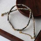 African Turquoise, Tiger Eye & Malachite Gemstone Necklace