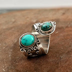 Turquoise Statement Rings – Bold Adjustable Boho Designs in Zinc Alloy