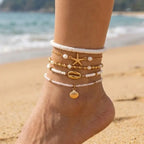 Bohemia Multilayer Rice Bead Starfish Summer Anklet - Choose Yours