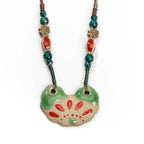 Handmade Ceramic Pendant Beads Necklace Retro